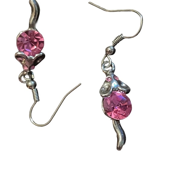 Cute Mice Pink Drop Earrings mouse pink eyes - Picture 3 of 3